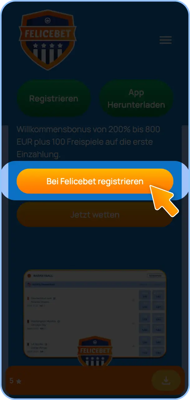 Erstelle Dein persönliches Wettkonto oder melde Dich bei Felicebet an.