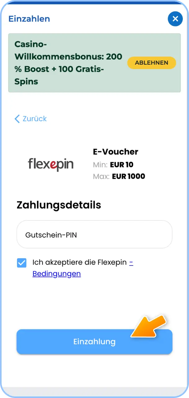 Zahle Guthaben über Deine bevorzugte Zahlungsmethode bei Felicebet ein.