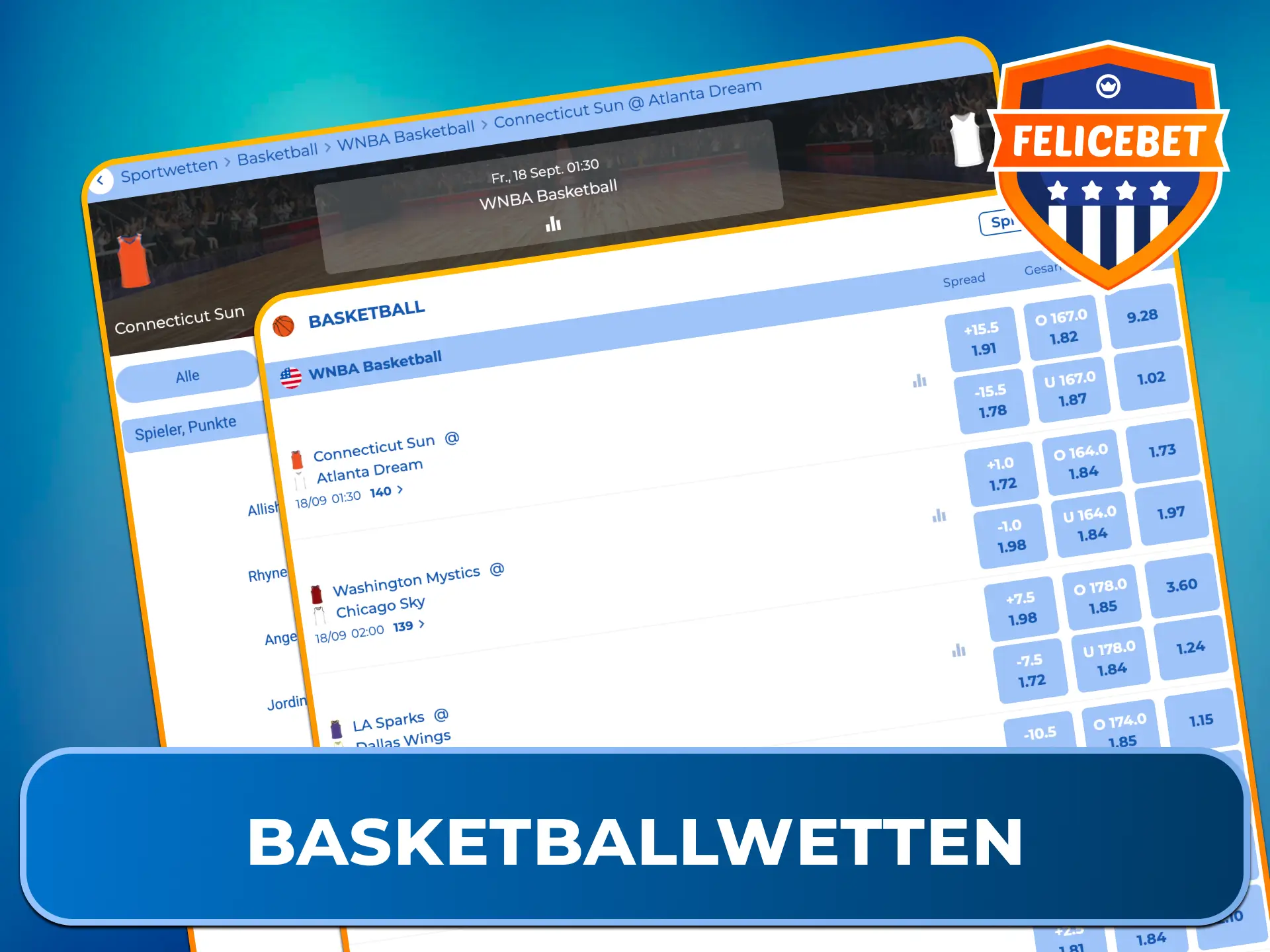Setze auf Punkte und Handicaps bei Basketballwetten bei Felicebet Deutschland.