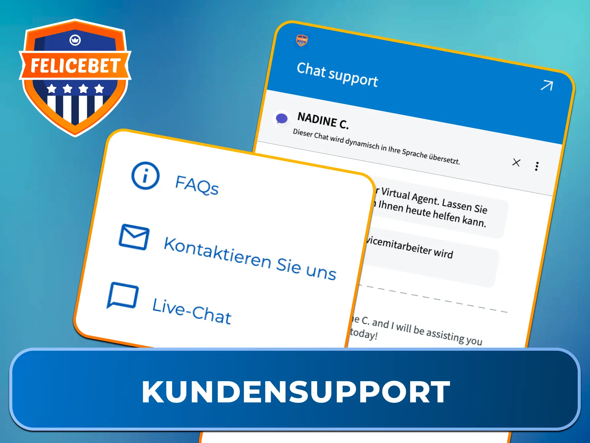 Wende Dich bei allen Fragen an den rund um die Uhr erreichbaren Kundensupport von Felicebet.