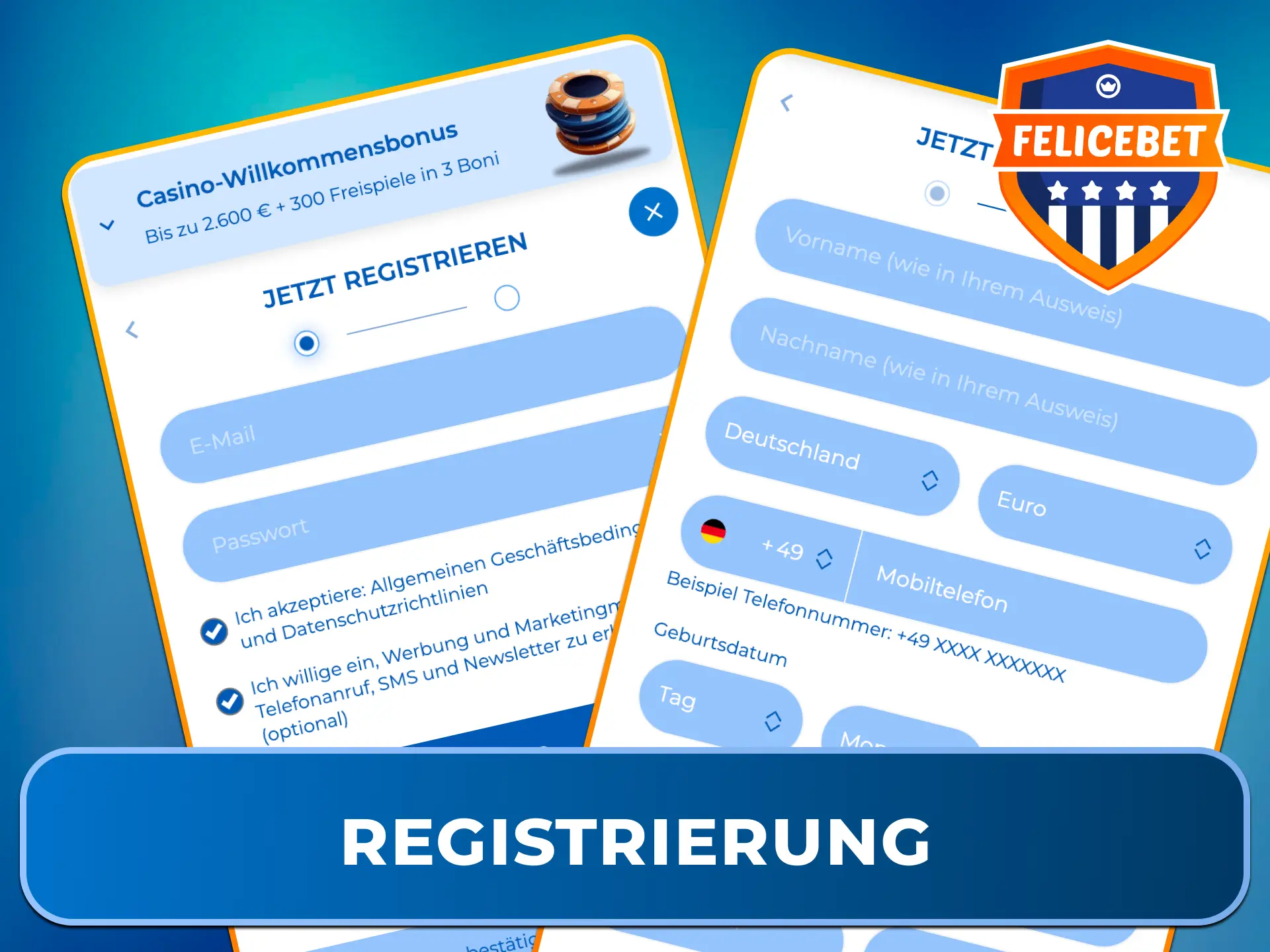 Erstelle Dein persönliches Spielerkonto und starte direkt im Felicebet Casino.
